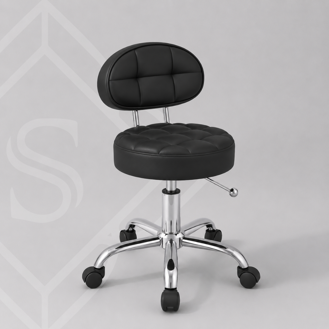 PREVENTA Banco Giratorio Modelo Aura D808 Negro base Cromo