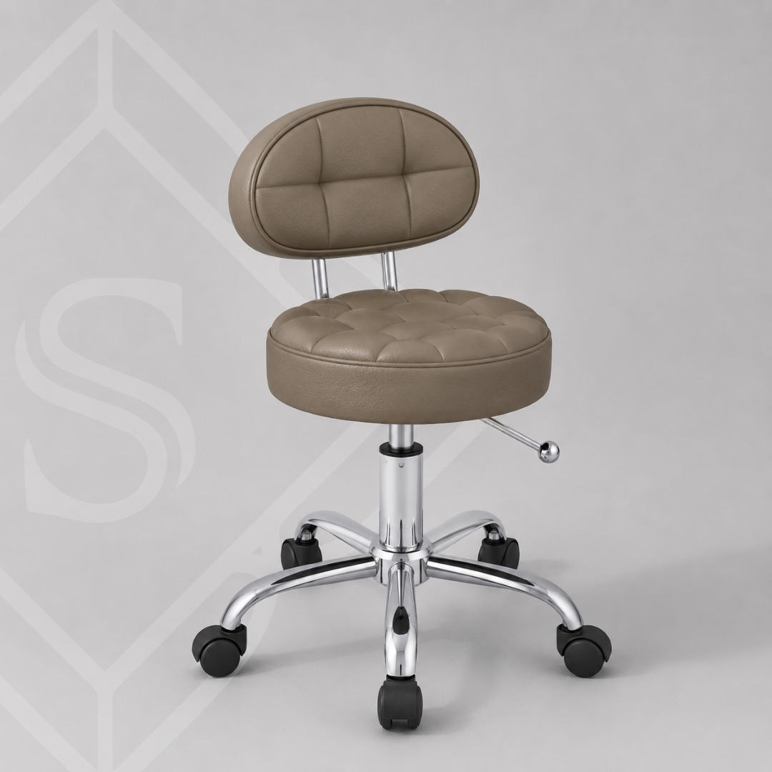 PREVENTA Banco Giratorio Modelo Aura D808 Gris Oscuro base Cromo
