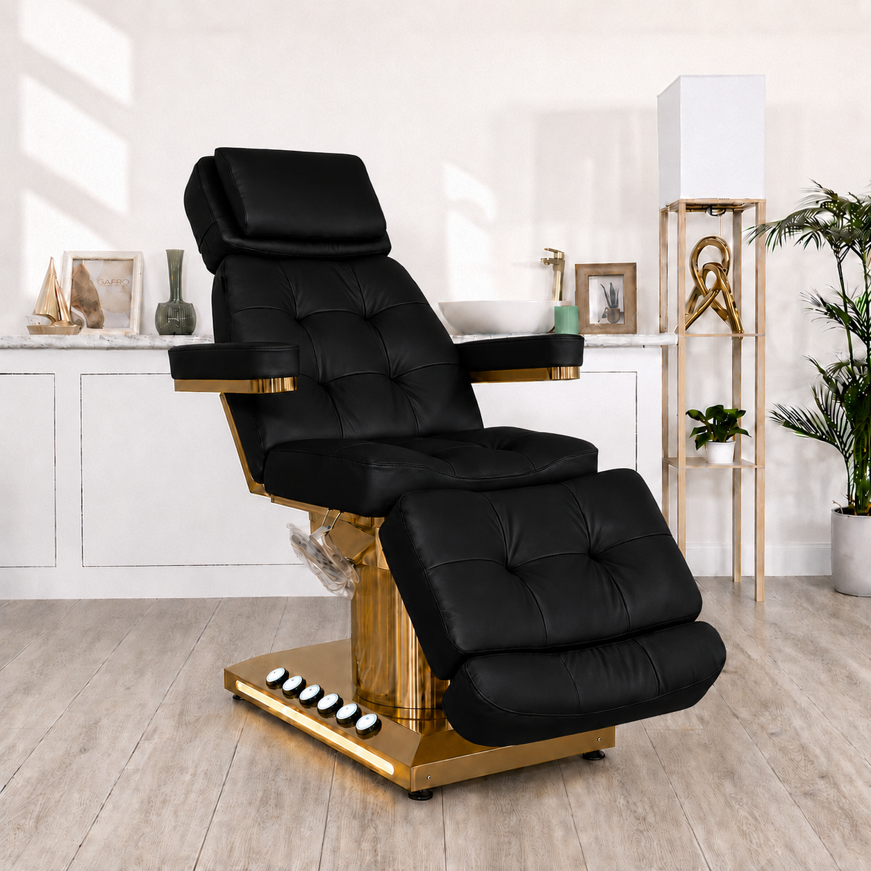 Camilla Eléctrica Modelo Osiris M8606-6 Negro base Dorado