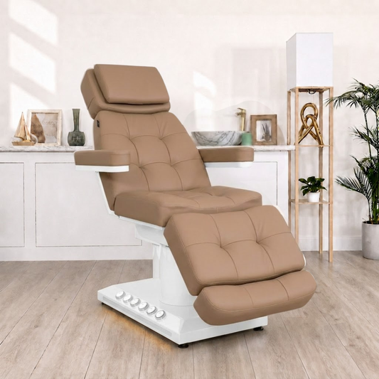 Camilla Eléctrica Modelo Osiris M8606-6 Café claro base Blanco