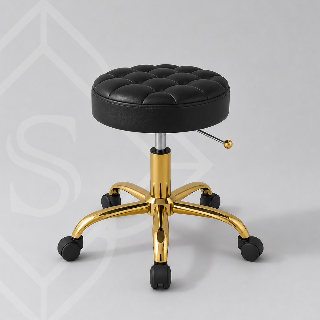 PREVENTA Banco Giratorio Modelo Aurora D806 Negro base Dorado