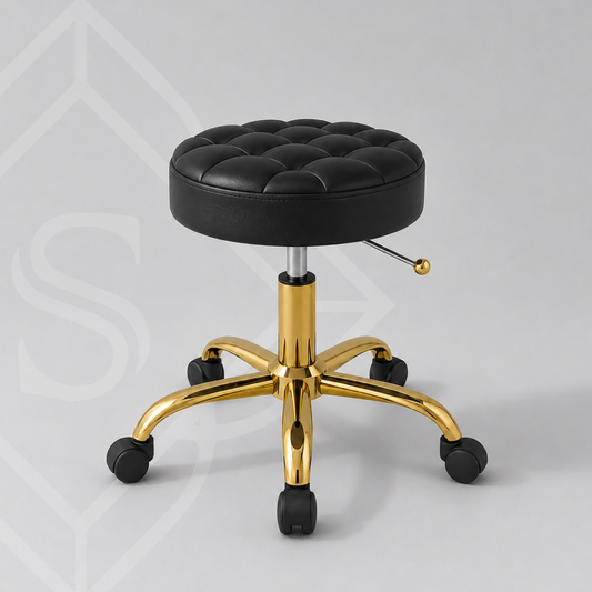 PREVENTA Banco Giratorio Modelo Aurora D806 Negro base Dorado