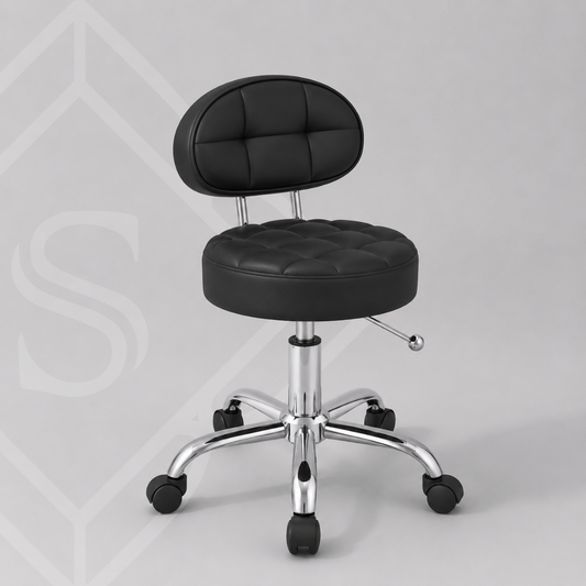 PREVENTA Banco Giratorio Modelo Aura D808 Negro base Cromo