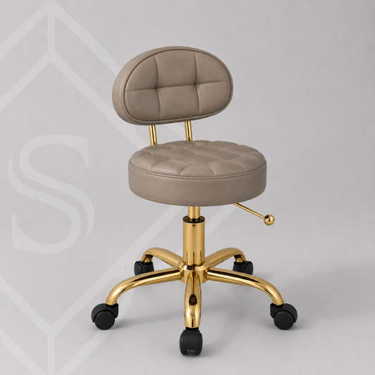 PREVENTA Banco Giratorio Modelo Aura D808 Gris Oscuro base Dorado