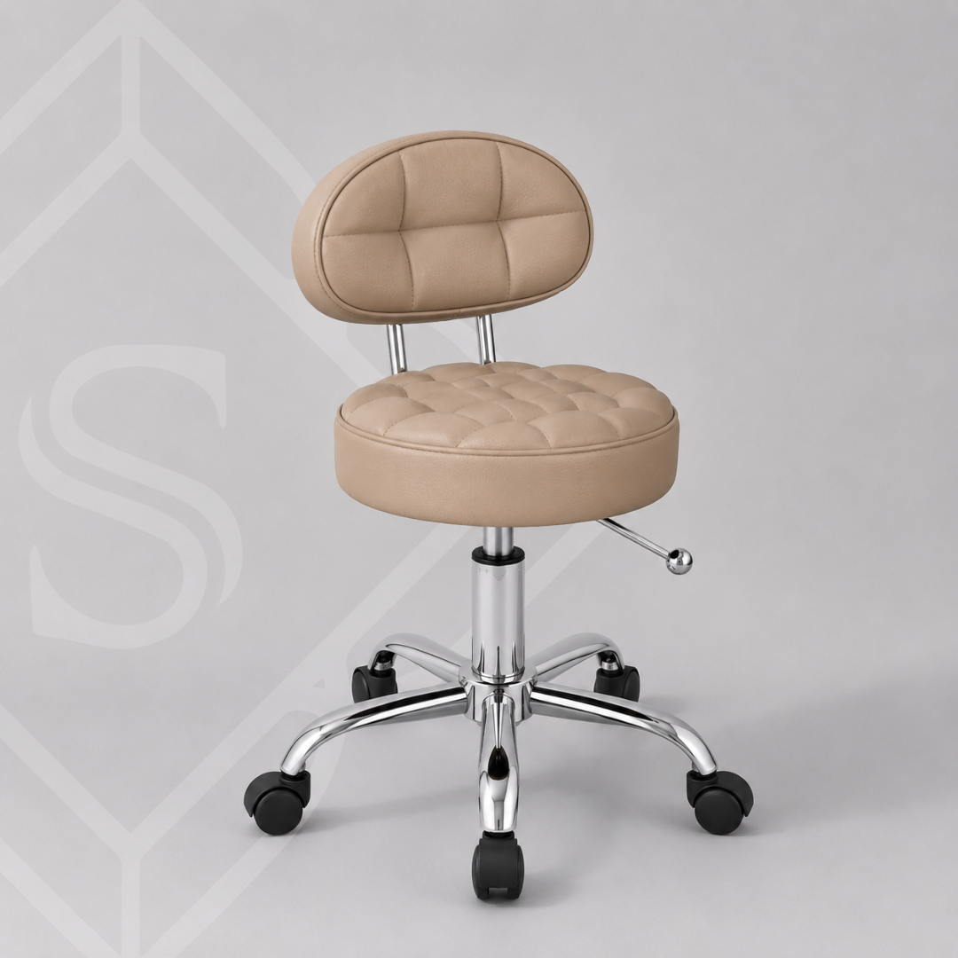 PREVENTA Banco Giratorio Modelo Aura D808 Café claro base Cromo