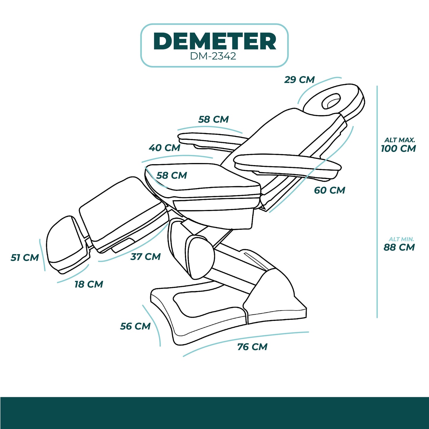 Camilla Eléctrica Modelo DEMETER DM-2342 Negra